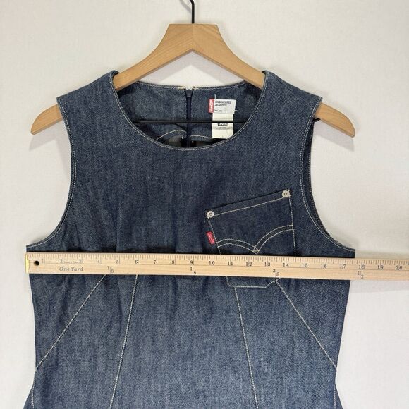 Vtg Levis Dress Womens Large Blue Engineered Dark Denim Y2K 1999 Cool Western - Picture 14 of 16